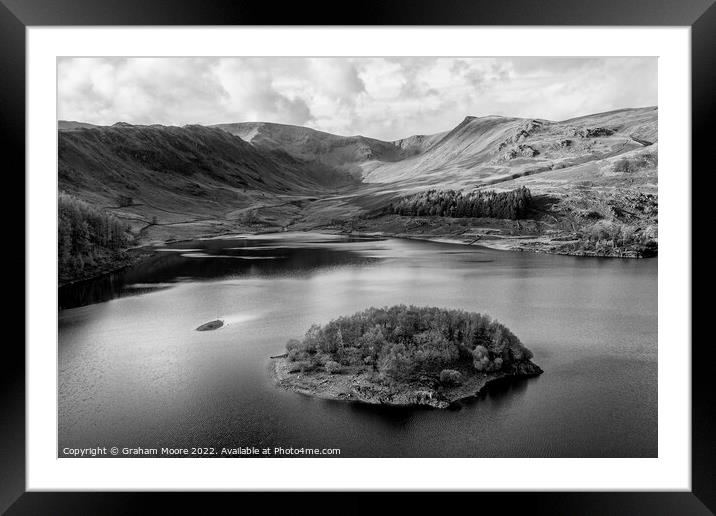 Haweswater and Riggindale monochrome Framed Mounted Print by Graham Moore