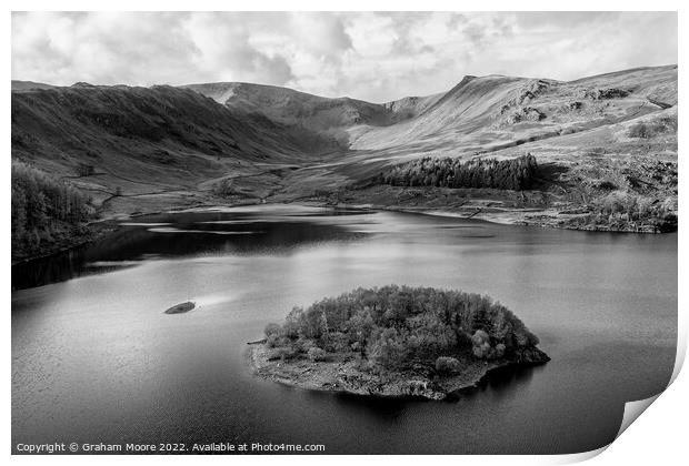 Haweswater and Riggindale monochrome Print by Graham Moore