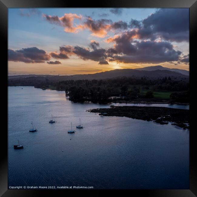 Windermere sunset square Framed Print by Graham Moore
