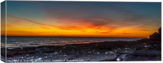 Sunset at Southerdown beach in Wales Canvas Print by Stephen Jenkins