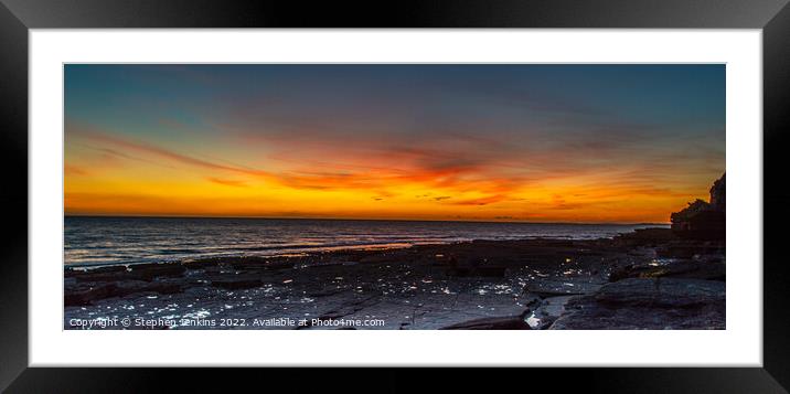 Sunset at Southerdown beach in Wales Framed Mounted Print by Stephen Jenkins
