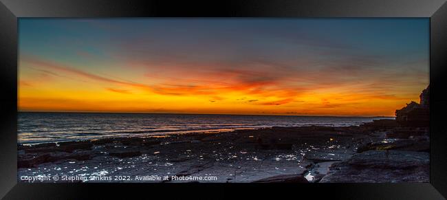 Sunset at Southerdown beach in Wales Framed Print by Stephen Jenkins