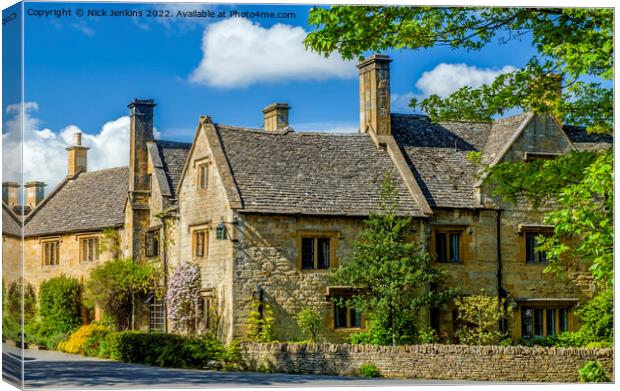 Cottages in Stanton in the Cotswolds Canvas Print by Nick Jenkins