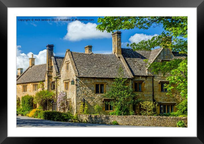 Cottages in Stanton in the Cotswolds Framed Mounted Print by Nick Jenkins