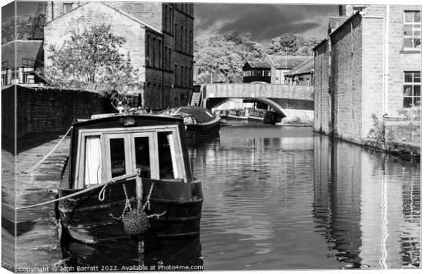 Canal and Belmont Bridge, Skipton Canvas Print by John Barratt