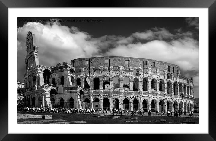Dramatic Building in Monochrome of Colosseum, Rome Framed Mounted Print by Maggie Bajada