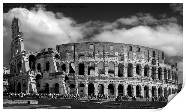 Dramatic Building in Monochrome of Colosseum, Rome Print by Maggie Bajada