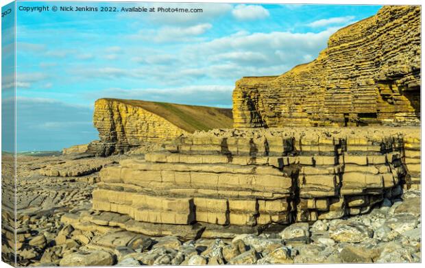 Glamorgan Heritage Coast Cliffs Nash Point Canvas Print by Nick Jenkins