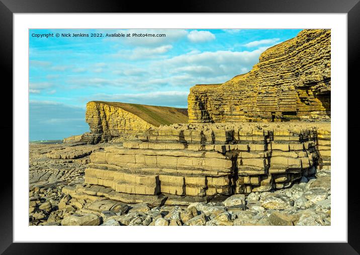 Glamorgan Heritage Coast Cliffs Nash Point Framed Mounted Print by Nick Jenkins
