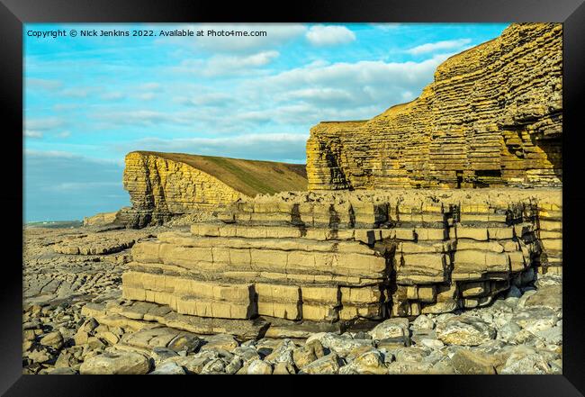 Glamorgan Heritage Coast Cliffs Nash Point Framed Print by Nick Jenkins