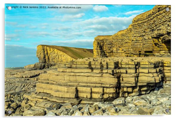 Glamorgan Heritage Coast Cliffs Nash Point Acrylic by Nick Jenkins