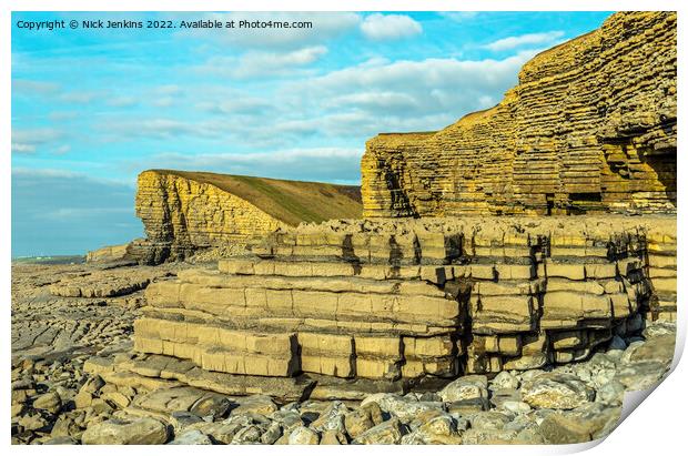 Glamorgan Heritage Coast Cliffs Nash Point Print by Nick Jenkins