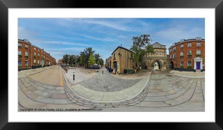  360 panorama captured in the historic Tombland area of Norwich Framed Mounted Print by Chris Yaxley