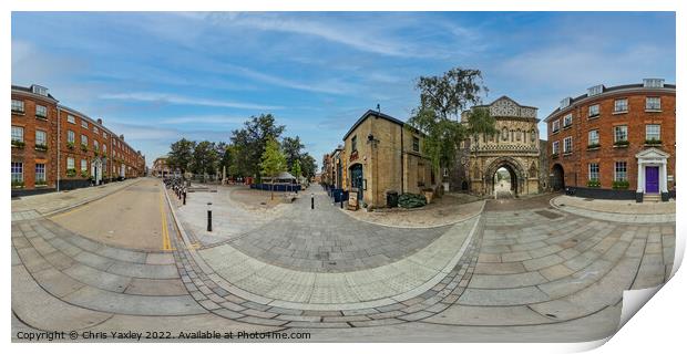  360 panorama captured in the historic Tombland area of Norwich Print by Chris Yaxley