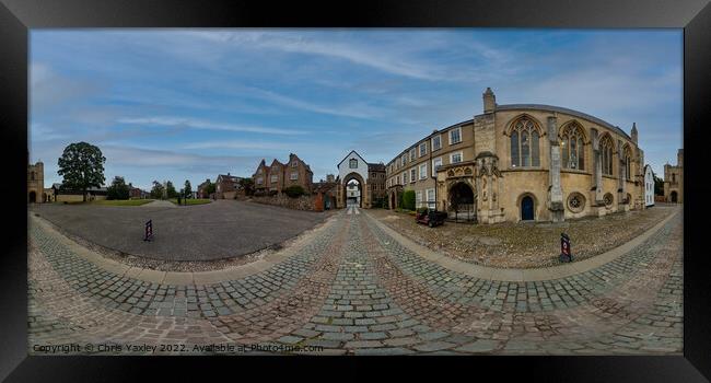 360 panorama captured between Erpingham Gate and Norwich Cathedral Framed Print by Chris Yaxley