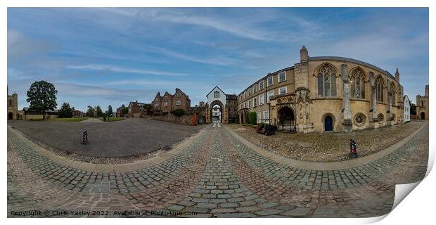 360 panorama captured between Erpingham Gate and Norwich Cathedral Print by Chris Yaxley