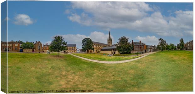 360 panorama of the medieval cathedral in the city of Norwich, Norfolk Canvas Print by Chris Yaxley
