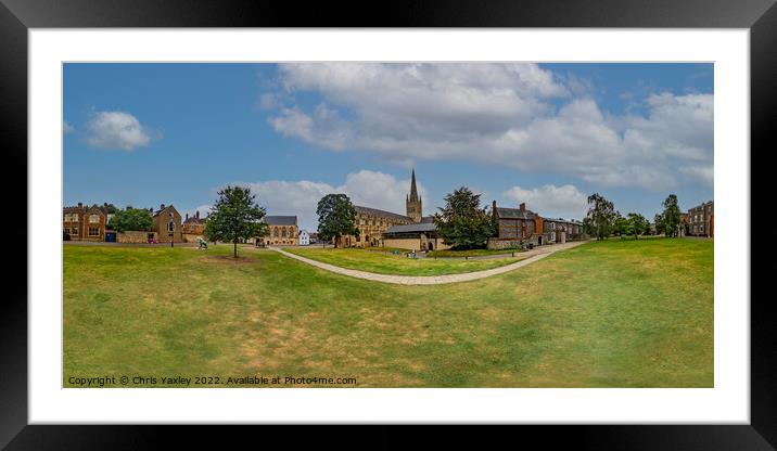 360 panorama of the medieval cathedral in the city of Norwich, Norfolk Framed Mounted Print by Chris Yaxley