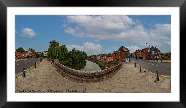 360 panorama captured from Fye Bridge in the city of Norwich Framed Mounted Print by Chris Yaxley