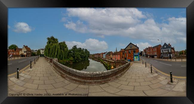360 panorama captured from Fye Bridge in the city of Norwich Framed Print by Chris Yaxley