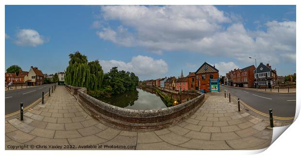 360 panorama captured from Fye Bridge in the city of Norwich Print by Chris Yaxley