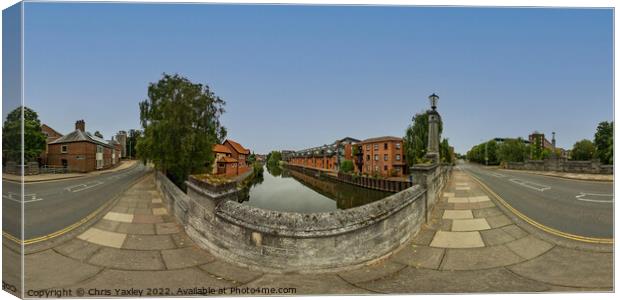360 panorama captured from St James Bridge in the city of Norwich Canvas Print by Chris Yaxley