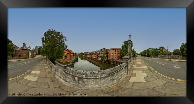 360 panorama captured from St James Bridge in the city of Norwich Framed Print by Chris Yaxley