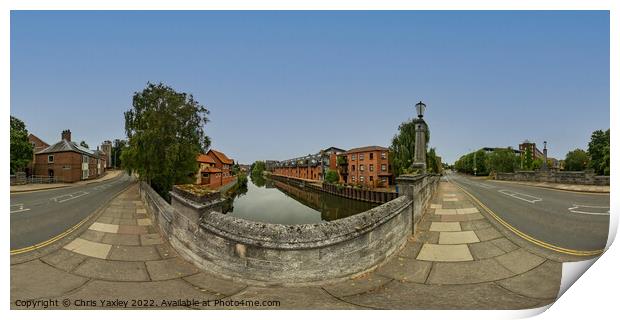 360 panorama captured from St James Bridge in the city of Norwich Print by Chris Yaxley
