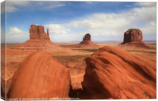 Mitten Buttes at Monument Valley Canvas Print by Donna Kennedy