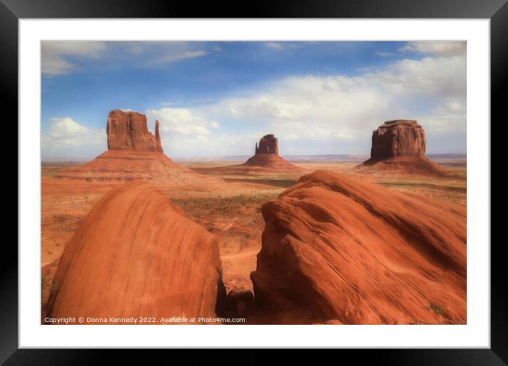 Mitten Buttes at Monument Valley Framed Mounted Print by Donna Kennedy