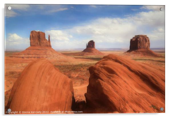 Mitten Buttes at Monument Valley Acrylic by Donna Kennedy