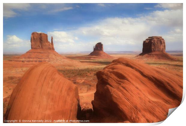 Mitten Buttes at Monument Valley Print by Donna Kennedy