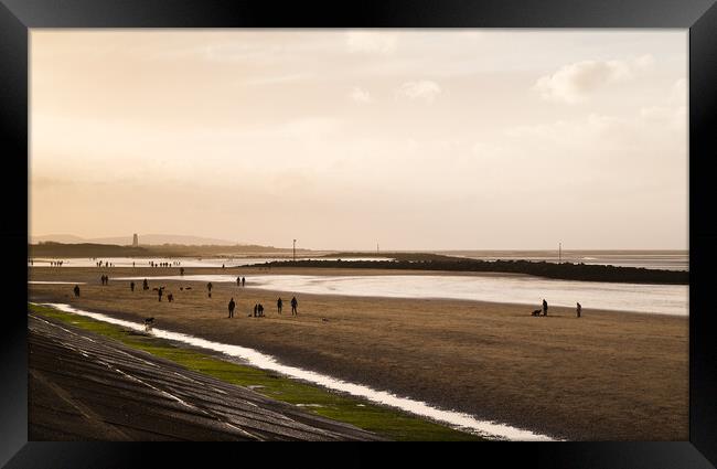 Leasowe Beach at low tide Framed Print by Jason Wells