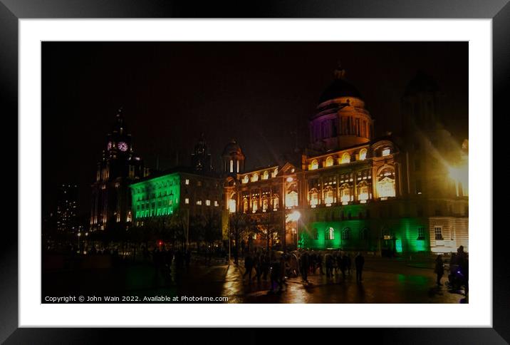 Liverpool Waterfront October Lights (Digital Art) Framed Mounted Print by John Wain