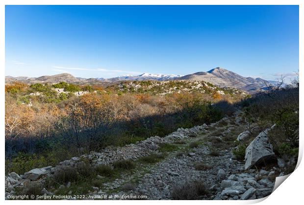 Sunny winter day in Balkanian mountains. Croatia. Print by Sergey Fedoskin