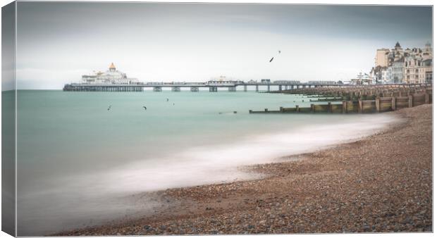 Eastbourne Pier and Beach Canvas Print by Mark Jones