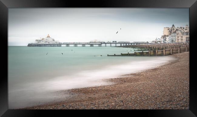 Eastbourne Pier and Beach Framed Print by Mark Jones