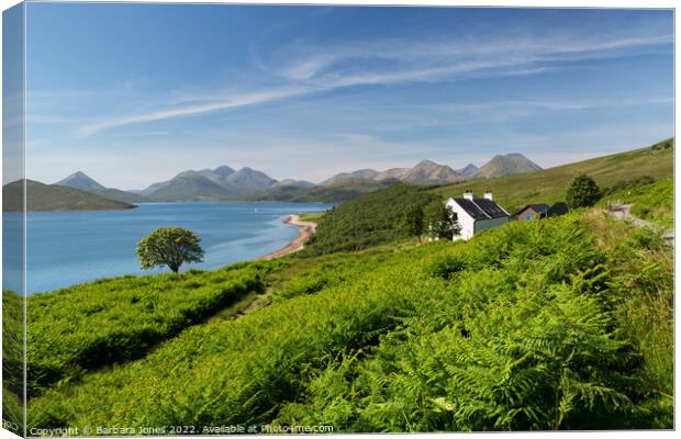 The Skye Cuillin from North Fearns, Raasay   Canvas Print by Barbara Jones