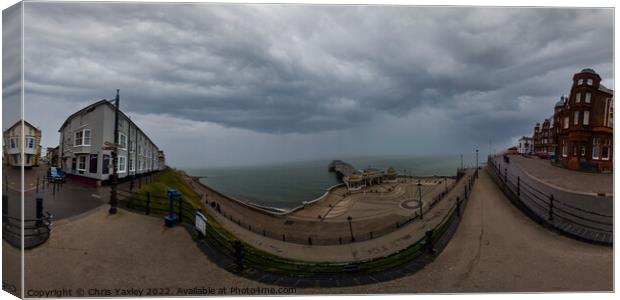 360 panorama captured in the seaside town of Cromer, North Norfolk Coast Canvas Print by Chris Yaxley
