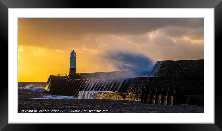 Sunrise at Porthcawl Pier in Wales Framed Mounted Print by Stephen Jenkins