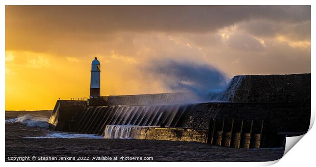 Sunrise at Porthcawl Pier in Wales Print by Stephen Jenkins