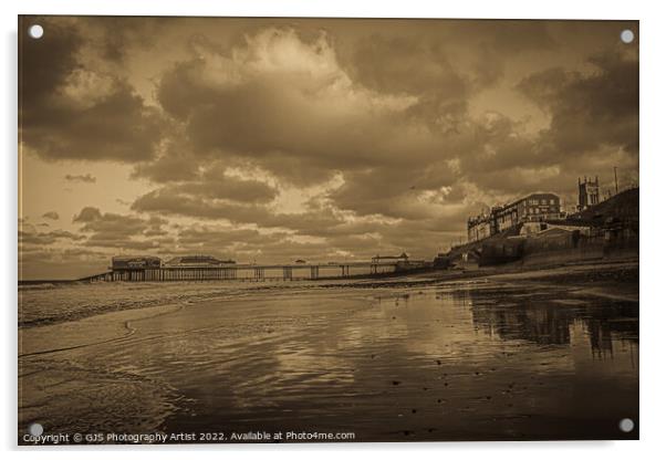 Charming Cromer Pier in Sepia Acrylic by GJS Photography Artist