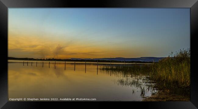 Kenfig pool at sunset Framed Print by Stephen Jenkins