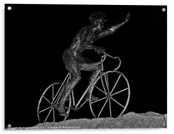 The Cyclist Of Foia In Monchique Acrylic by Angelo DeVal