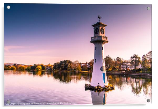Roath Park in Wales at sunrise Acrylic by Stephen Jenkins