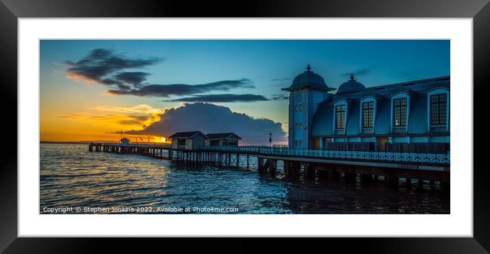 Penarth Pier in Wales at sunrise Framed Mounted Print by Stephen Jenkins