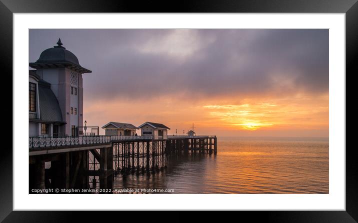 Penarth pier at sunrise Framed Mounted Print by Stephen Jenkins