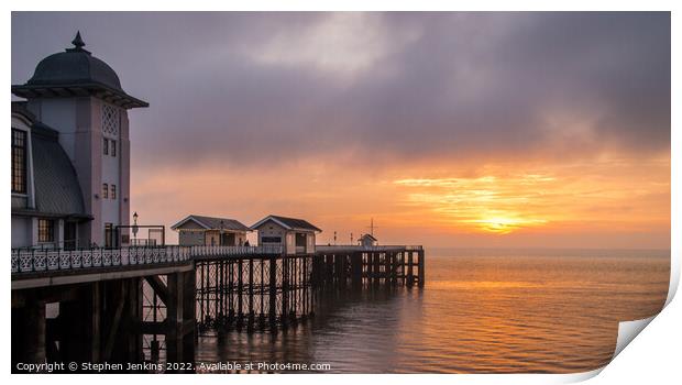 Penarth pier at sunrise Print by Stephen Jenkins
