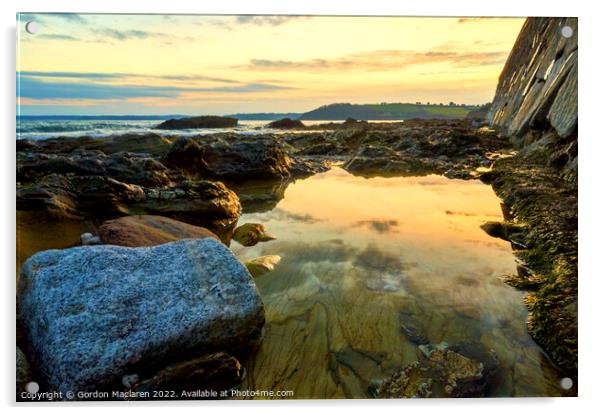 Sunset, Gyllyngvase Beach, Falmouth, Cornwall Acrylic by Gordon Maclaren