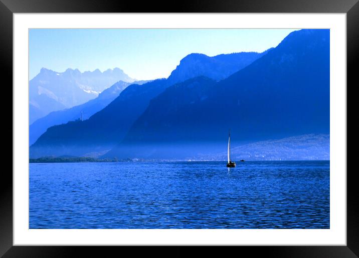 Mountains Across Lake Geneva Framed Mounted Print by Jeremy Hayden